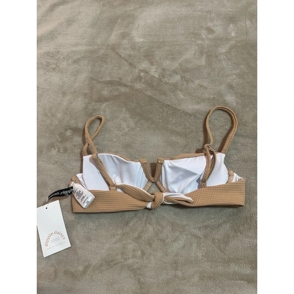 NWT Dippin Daisy's Waffle Texture Bikini Set Nude Tan XS Underwire‎ High Cut